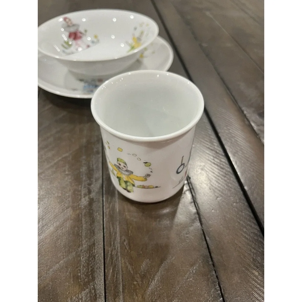 Vintage Bavarian W. German‎ Hummelwerk Porcelain Childs Dinner Set Clowns 1930s